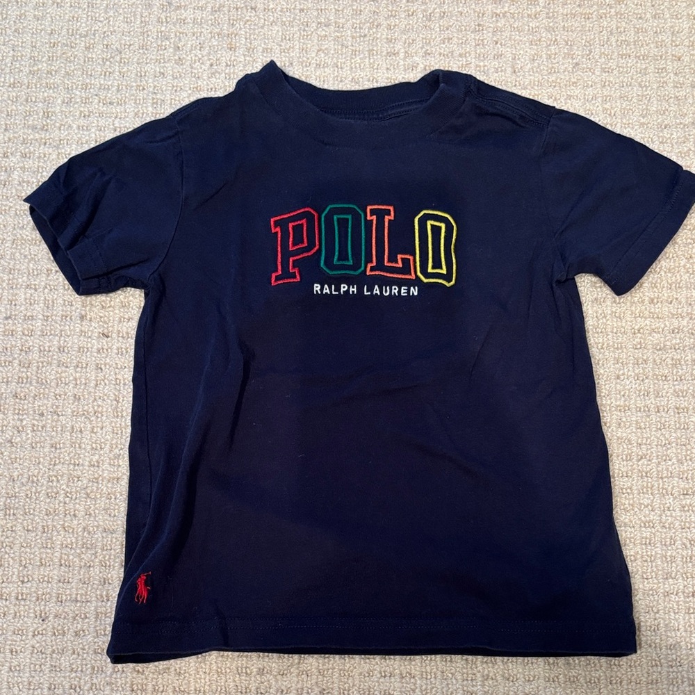 Ralph Lauren Kids Navy Tee with Multicolor Logo